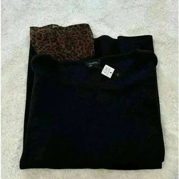 Talbots Women’s Black Long Sleeve With Cheetah‎ Bell Sleeve Sz Small - Picture 1 of 6